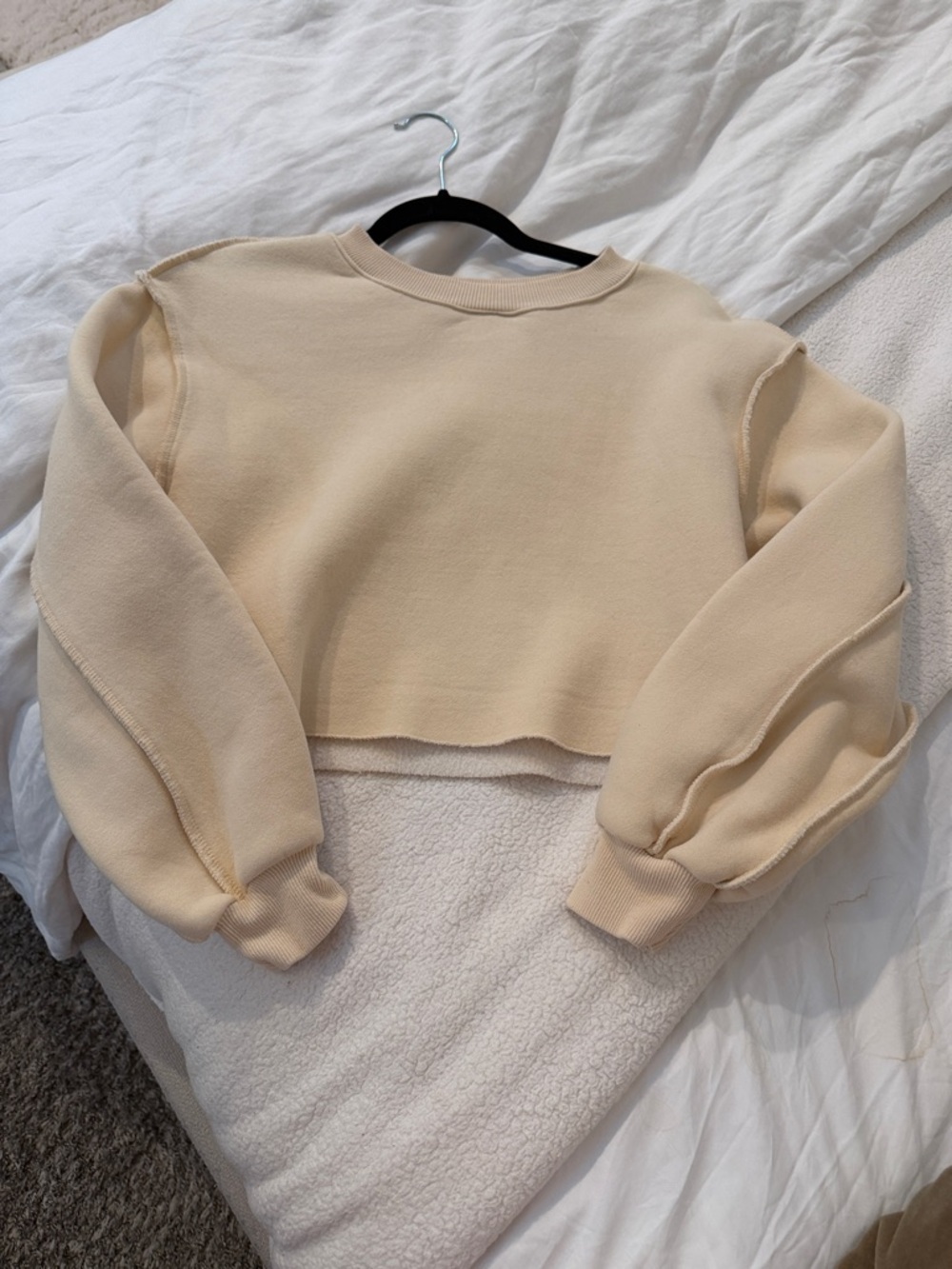 Women's Cropped Crewneck Sweatshirt - Cream